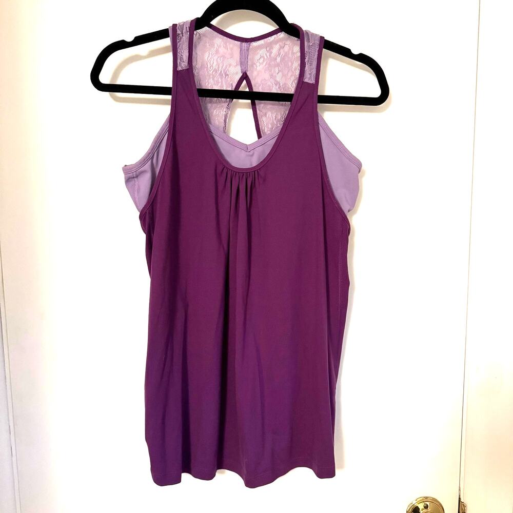 Calia by Carrie Underwood Purple Layered Bra Tank Lace Racerback Size Small